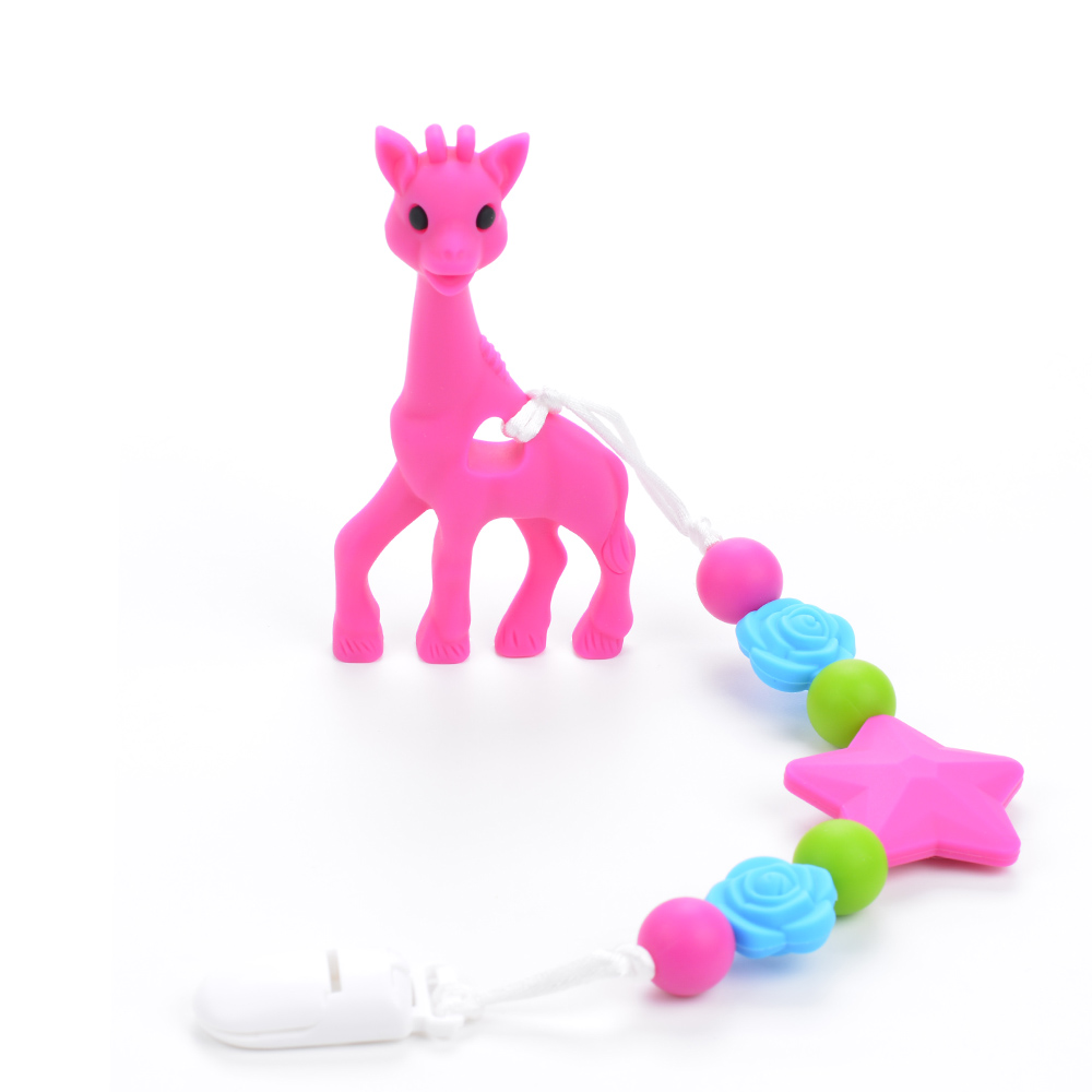 Giraffe Baby Pacifier Teething Clip